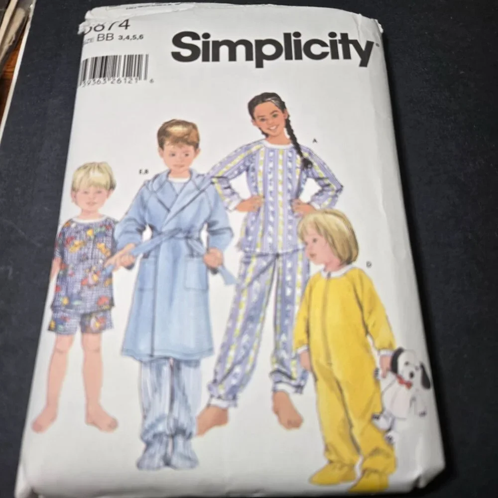 Mixed Sewing Pattern Lot - children's pajamas, nightgowns, robe - Unverified